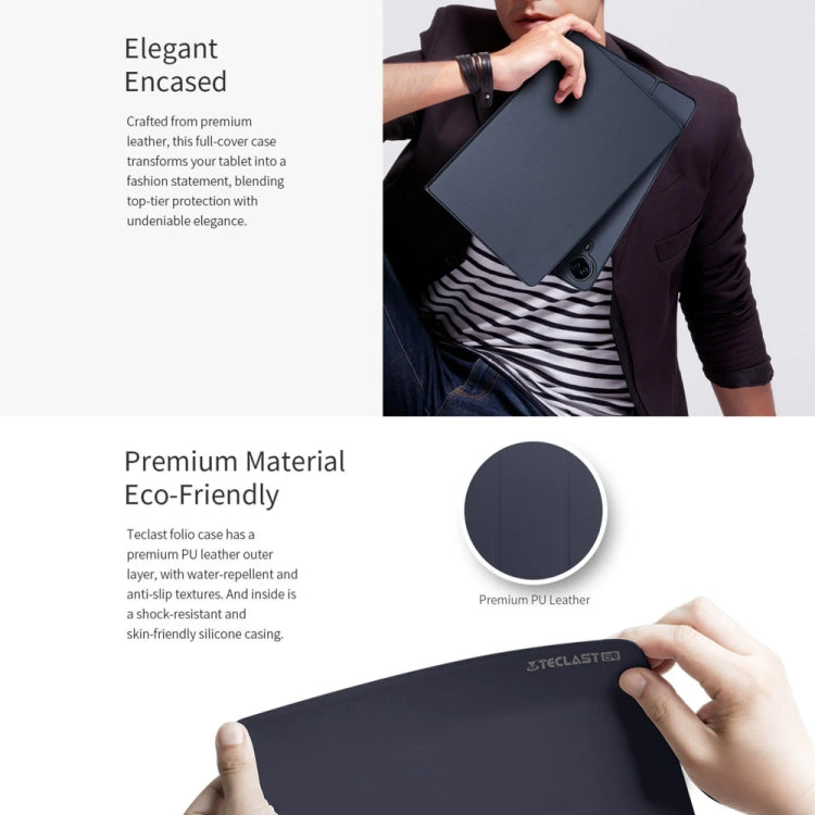 For Teclast T65 Max Anti-slip Texture Smart Tablet Leather Folio Case(Dark Blue) - Teclast by TECLAST | Online Shopping South Africa | PMC TechLife | Buy Now Pay Later Mobicred