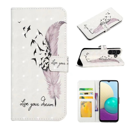 For Samsung Galaxy S25+ 5G Oil Embossed 3D Drawing Leather Phone Case(Feather) - Galaxy S25+ 5G Cases by PMC Jewellery | Online Shopping South Africa | PMC Jewellery | Buy Now Pay Later Mobicred