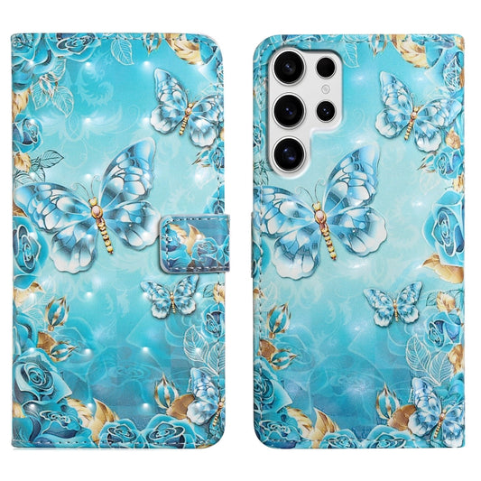 For Samsung Galaxy S25 Ultra 5G Oil Embossed 3D Drawing Leather Phone Case(Blue Butterflies) - Galaxy S25 Ultra 5G Cases by PMC Jewellery | Online Shopping South Africa | PMC Jewellery | Buy Now Pay Later Mobicred