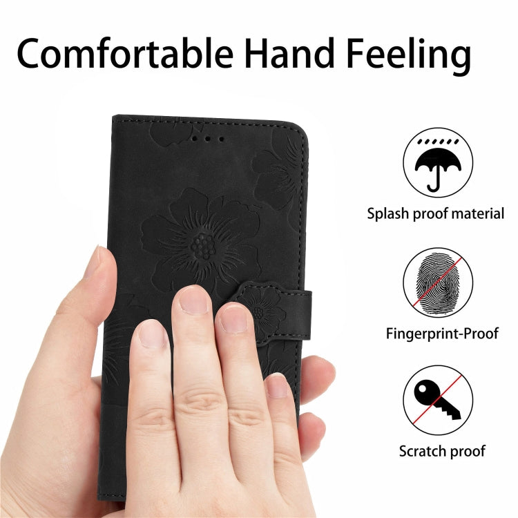 For Samsung Galaxy S25+ 5G Flower Embossing Pattern Leather Phone Case(Black) - Galaxy S25+ 5G Cases by PMC Jewellery | Online Shopping South Africa | PMC Jewellery | Buy Now Pay Later Mobicred