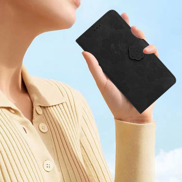For Samsung Galaxy S25+ 5G Flower Embossing Pattern Leather Phone Case(Black) - Galaxy S25+ 5G Cases by PMC Jewellery | Online Shopping South Africa | PMC Jewellery | Buy Now Pay Later Mobicred