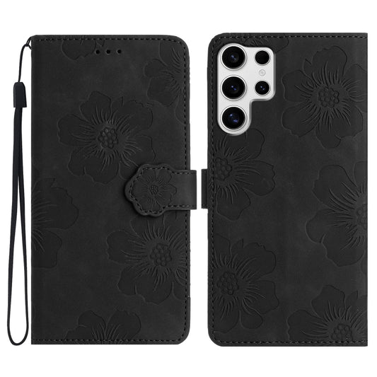 For Samsung Galaxy S25 Ultra 5G Flower Embossing Pattern Leather Phone Case(Black) - Galaxy S25 Ultra 5G Cases by PMC Jewellery | Online Shopping South Africa | PMC Jewellery | Buy Now Pay Later Mobicred