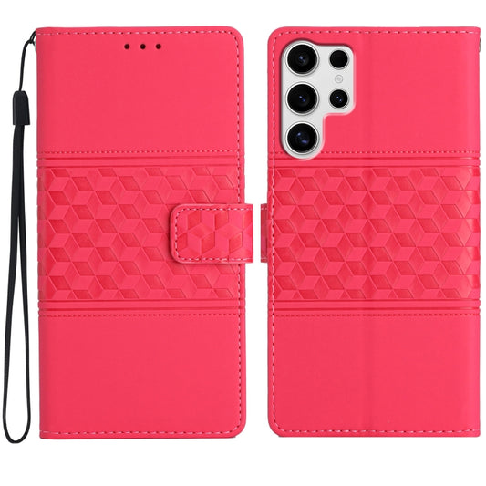 For Samsung Galaxy S25 Ultra 5G Diamond Embossed Skin Feel Leather Phone Case(Red) - Galaxy S25 Ultra 5G Cases by PMC Jewellery | Online Shopping South Africa | PMC Jewellery | Buy Now Pay Later Mobicred