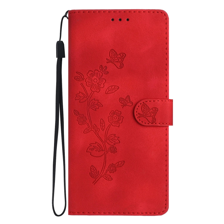 For Samsung Galaxy S25+ 5G Flower Butterfly Embossing Pattern Leather Phone Case(Red) - Galaxy S25+ 5G Cases by PMC Jewellery | Online Shopping South Africa | PMC Jewellery | Buy Now Pay Later Mobicred