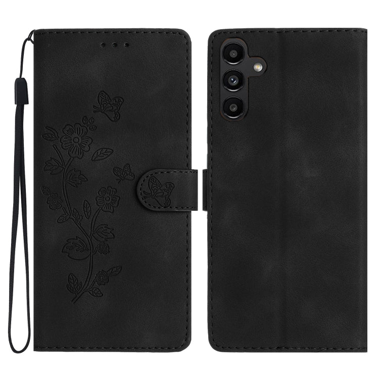 For Samsung Galaxy S25+ 5G Flower Butterfly Embossing Pattern Leather Phone Case(Black) - Galaxy S25+ 5G Cases by PMC Jewellery | Online Shopping South Africa | PMC Jewellery | Buy Now Pay Later Mobicred