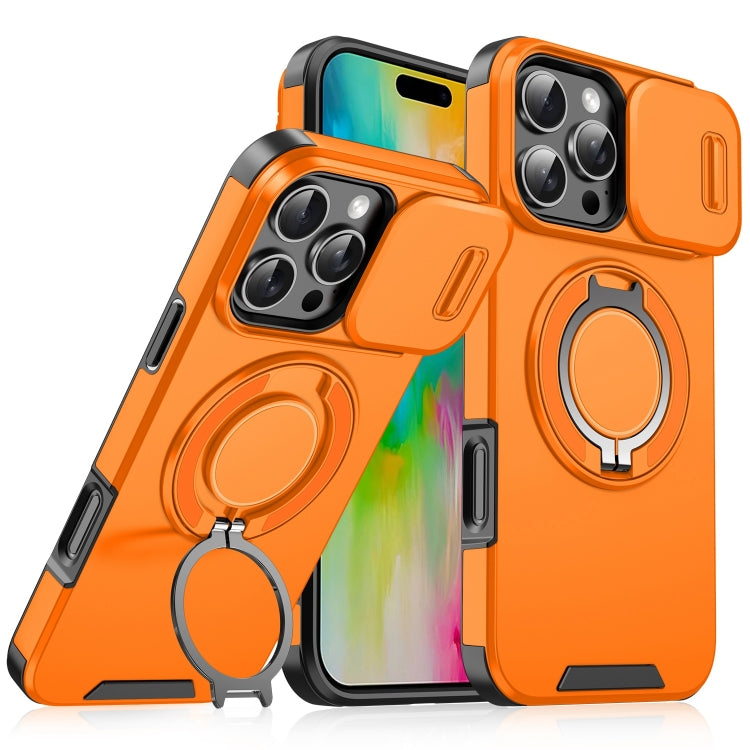 For iPhone 16 Pro Max Sliding Camshield Ring Holder Phone Case(Orange) - free shipping - PMC TechLife - Order now!