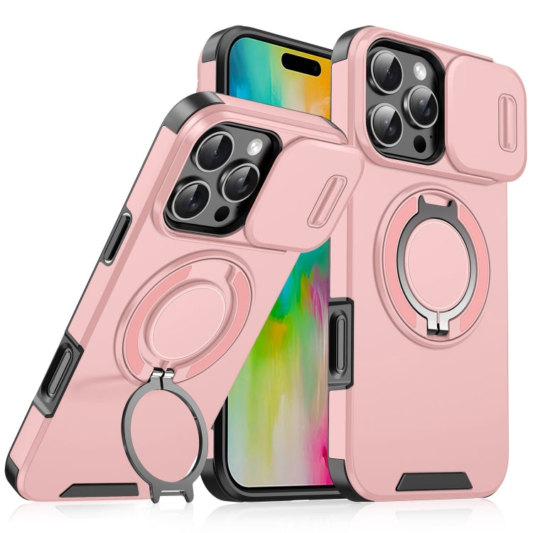 For iPhone 16 Pro Max Sliding Camshield Ring Holder Phone Case(Pink) - iPhone 16 Pro Max Cases by PMC Jewellery | Online Shopping South Africa | PMC Jewellery | Buy Now Pay Later Mobicred