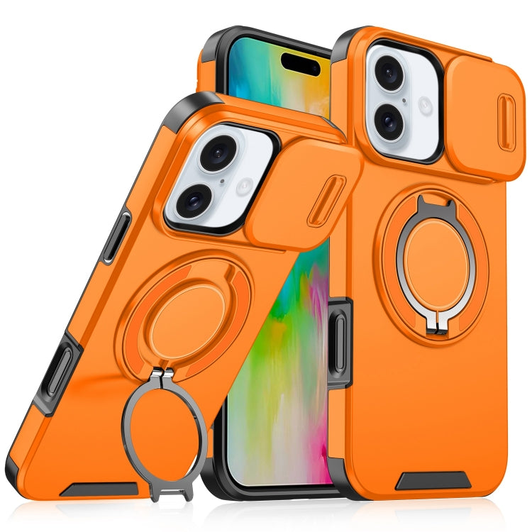 For iPhone 16 Plus Sliding Camshield Ring Holder Phone Case(Orange) - iPhone 16 Plus Cases by PMC Jewellery | Online Shopping South Africa | PMC Jewellery | Buy Now Pay Later Mobicred