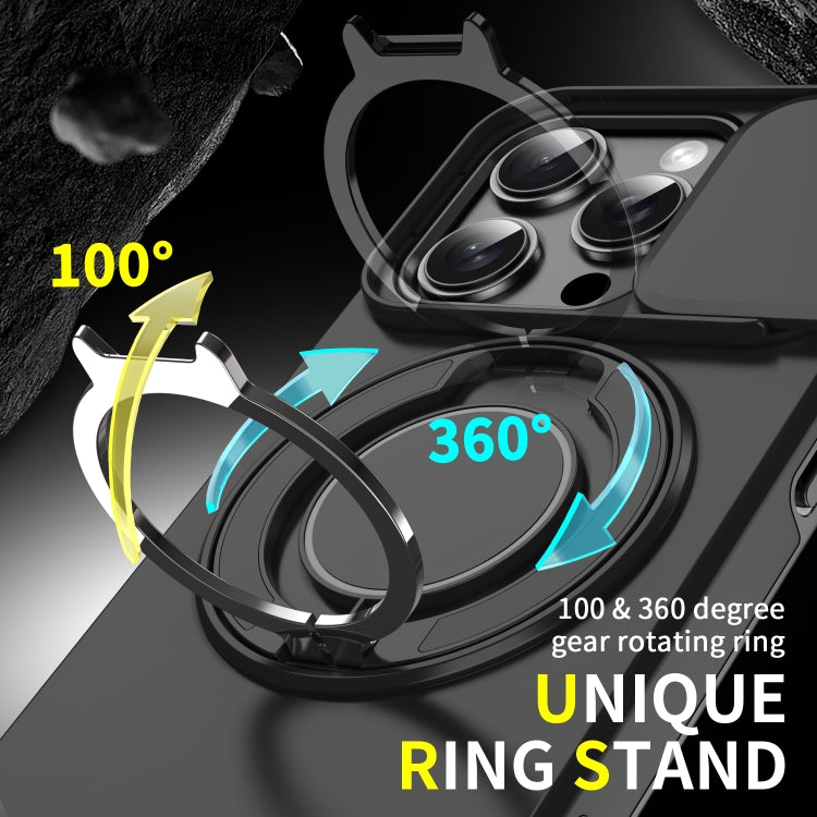 For iPhone 16 Pro Sliding Camshield Ring Holder Phone Case(Black) - iPhone 16 Pro Cases by PMC TechLife | Online Shopping South Africa | PMC TechLife | Buy Now Pay Later Mobicred