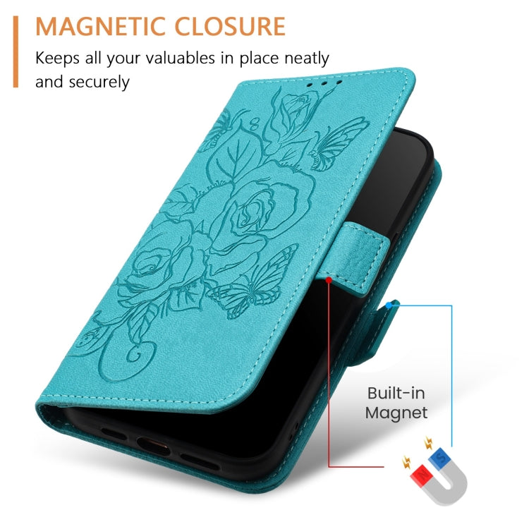 For Redmi K70 Ultra 5G Global Embossed Rose RFID Anti-theft Leather Phone Case(Light Blue) - Xiaomi Cases by PMC Jewellery | Online Shopping South Africa | PMC Jewellery | Buy Now Pay Later Mobicred