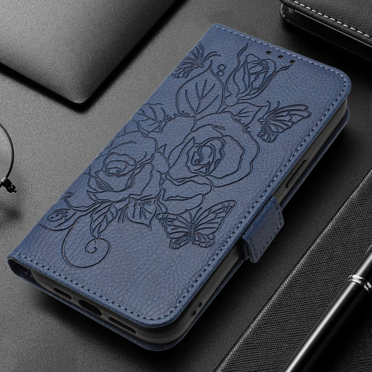 For Redmi K70 Ultra 5G Global Embossed Rose RFID Anti-theft Leather Phone Case(Dark Blue) - Xiaomi Cases by PMC Jewellery | Online Shopping South Africa | PMC Jewellery | Buy Now Pay Later Mobicred