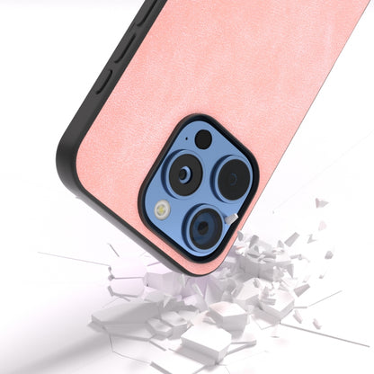 For iPhone 16 Pro Max Black Frame PU Leather Full Coverage Phone Case(Pink) - iPhone 16 Pro Max Cases by PMC Jewellery | Online Shopping South Africa | PMC Jewellery | Buy Now Pay Later Mobicred