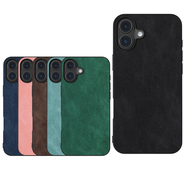 For iPhone 16 Plus Black Frame PU Leather Full Coverage Phone Case(Green) - iPhone 16 Plus Cases by PMC Jewellery | Online Shopping South Africa | PMC Jewellery | Buy Now Pay Later Mobicred