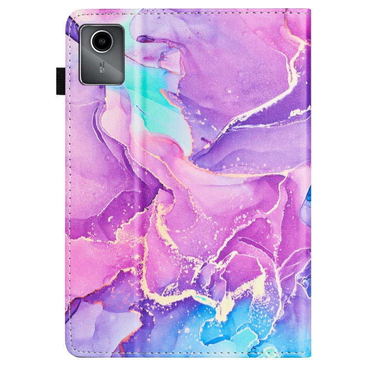 For Lenovo Tab M11/ Xiaoxin Pad 11 2024 Marble Litchi Leather Smart Tablet Case(Purple) - Lenovo by PMC Jewellery | Online Shopping South Africa | PMC Jewellery | Buy Now Pay Later Mobicred