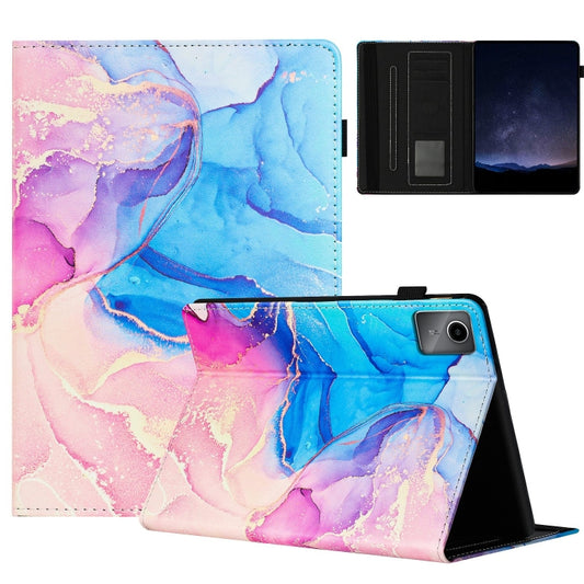 For Lenovo Tab M11/ Xiaoxin Pad 11 2024 Marble Litchi Leather Smart Tablet Case(Pink Blue) - Lenovo by PMC Jewellery | Online Shopping South Africa | PMC Jewellery | Buy Now Pay Later Mobicred