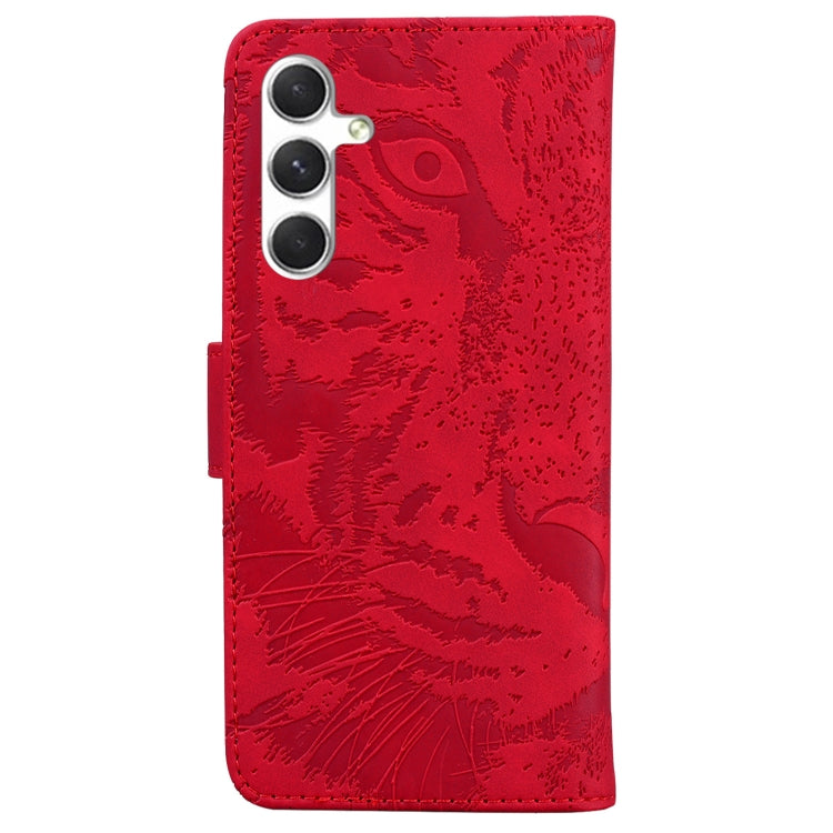 For Samsung Galaxy S25 5G Tiger Embossing Pattern Flip Leather Phone Case(Red) - Galaxy S25 5G Cases by PMC Jewellery | Online Shopping South Africa | PMC Jewellery | Buy Now Pay Later Mobicred