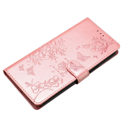 For Motorola Edge 2024 Butterflies and Flowers Leather Phone Case(Rose Gold) - Motorola Cases by PMC Jewellery | Online Shopping South Africa | PMC Jewellery | Buy Now Pay Later Mobicred