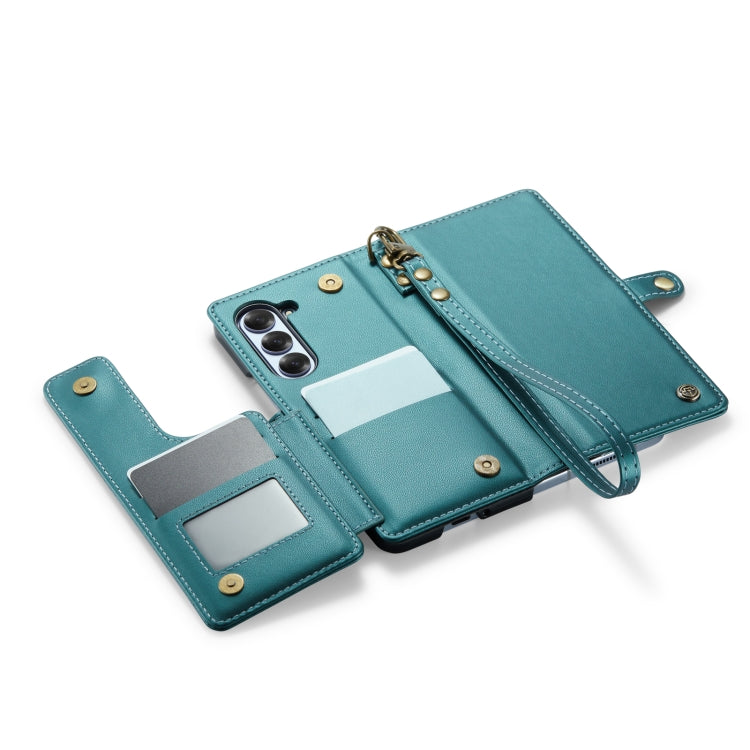 For Samsung Galaxy Z Fold6 5G CaseMe C22 PC+TPU Business Style RFID Anti-theft Lanyard Leather Phone Case with Pen Slot(Blue Green) - Galaxy Z Fold6 5G Cases by CaseMe | Online Shopping South Africa | PMC Jewellery | Buy Now Pay Later Mobicred