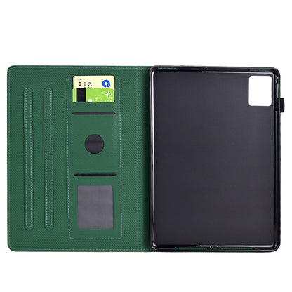 For Lenovo Tab M11 / Xiaoxin Pad 2024 Solid Color Fiber Texture Smart Tablet Leather Case(Green) - Lenovo by PMC Jewellery | Online Shopping South Africa | PMC Jewellery | Buy Now Pay Later Mobicred