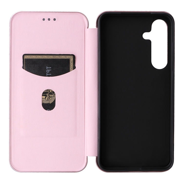 For Samsung Galaxy S25+ 5G Carbon Fiber Texture Flip Leather Phone Case(Pink) - Galaxy S25+ 5G Cases by PMC Jewellery | Online Shopping South Africa | PMC Jewellery | Buy Now Pay Later Mobicred