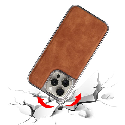 For iPhone 16 Plus Electroplated Side PU Hybrid TPU MagSafe Phone Case(Brown) - iPhone 16 Plus Cases by PMC Jewellery | Online Shopping South Africa | PMC Jewellery | Buy Now Pay Later Mobicred