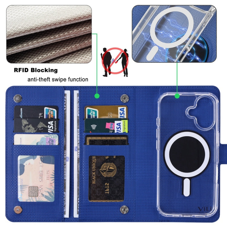 For iPhone 13 Pro ViLi GHA-C Series RFID MagSafe Magnetic Flip Leather Phone Case(Blue) - iPhone 13 Pro Cases by ViLi | Online Shopping South Africa | PMC Jewellery | Buy Now Pay Later Mobicred