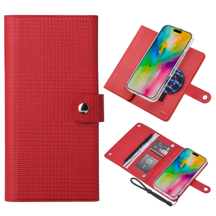 For iPhone 16 Plus ViLi GHB-C Series RFID MagSafe Magnetic Flip Leather Phone Case(Red) - iPhone 16 Plus Cases by ViLi | Online Shopping South Africa | PMC Jewellery | Buy Now Pay Later Mobicred