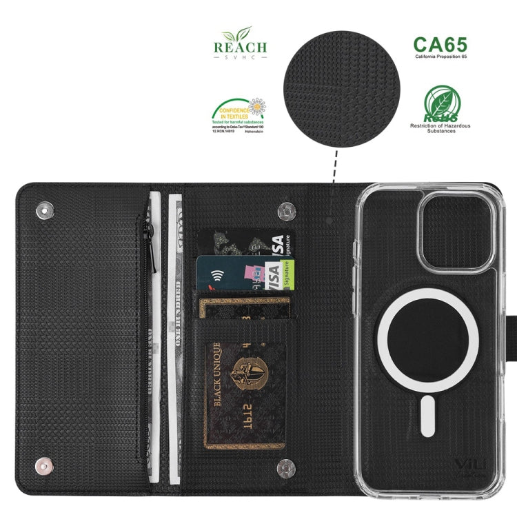For iPhone 13 Pro Max ViLi GHB-C Series RFID MagSafe Magnetic Flip Leather Phone Case(Black) - free shipping - PMC Jewellery - Order now!