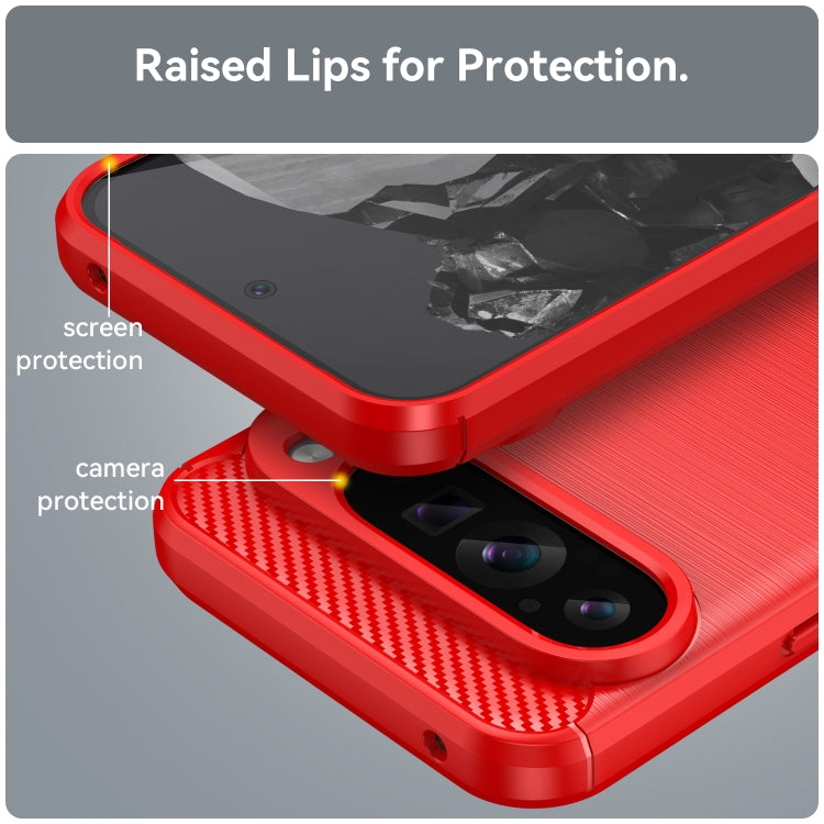 For Google Pixel 9 Pro XL Brushed Texture Carbon Fiber TPU Phone Case(Red) - Google Cases by PMC Jewellery | Online Shopping South Africa | PMC Jewellery | Buy Now Pay Later Mobicred