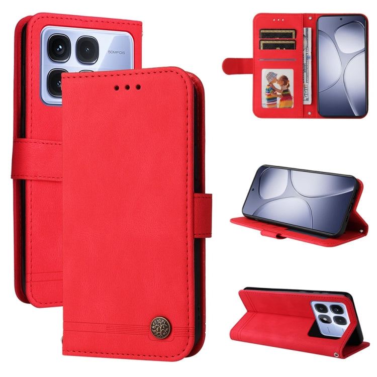 For Redmi K70 Ultra Skin Feel Life Tree Metal Button Leather Phone Case(Red) - Xiaomi Cases by PMC Jewellery | Online Shopping South Africa | PMC Jewellery | Buy Now Pay Later Mobicred