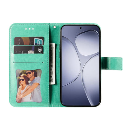 For Redmi K70 Ultra Seven-petal Flowers Embossing Leather Phone Case(Green) - Xiaomi Cases by PMC Jewellery | Online Shopping South Africa | PMC Jewellery | Buy Now Pay Later Mobicred