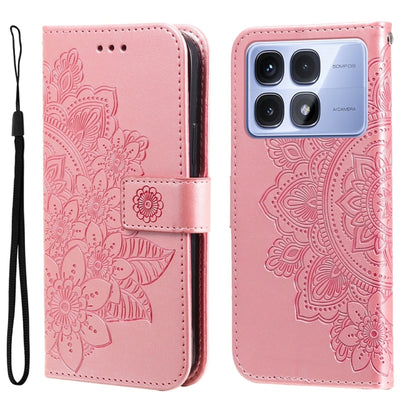 For Redmi K70 Ultra Seven-petal Flowers Embossing Leather Phone Case(Rose Gold) - Xiaomi Cases by PMC Jewellery | Online Shopping South Africa | PMC Jewellery | Buy Now Pay Later Mobicred