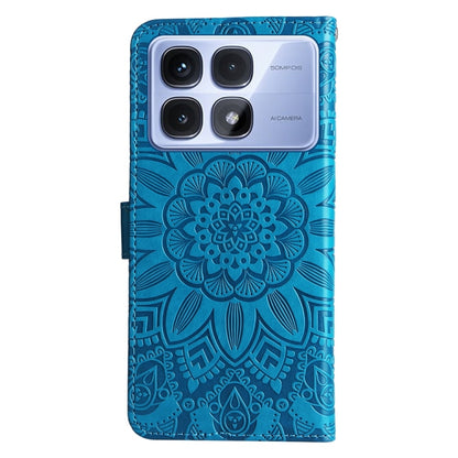 For Redmi K70 Ultra Embossed Sunflower Leather Phone Case(Blue) - Xiaomi Cases by PMC Jewellery | Online Shopping South Africa | PMC Jewellery | Buy Now Pay Later Mobicred