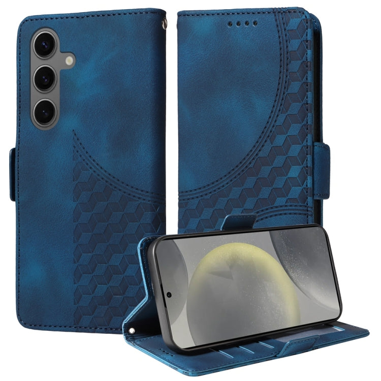 For Samsung Galaxy S25+ 5G Embossed Rhombus Starry Leather Phone Case(Blue) - Galaxy S25+ 5G Cases by PMC Jewellery | Online Shopping South Africa | PMC Jewellery | Buy Now Pay Later Mobicred