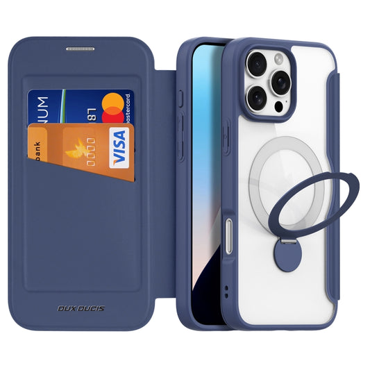 For iPhone 16 Pro DUX DUCIS Skin X Pro Series MagSafe Ring Holder Leather Phone Case(Blue) - iPhone 16 Pro Cases by DUX DUCIS | Online Shopping South Africa | PMC Jewellery | Buy Now Pay Later Mobicred