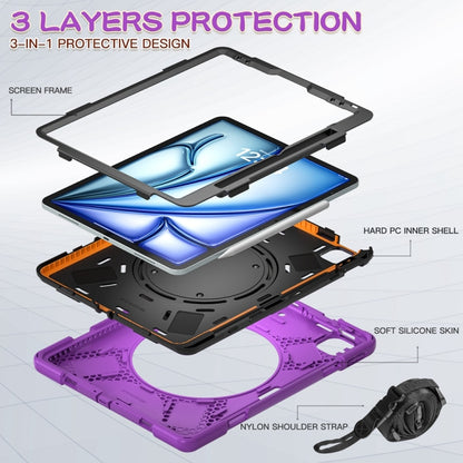 For iPad Air 13 2024 / Air 13 2025 Silicone Hybrid PC Tablet Case with Holder & Shoulder Strap(Purple) - iPad Air 13 2025 / 2024 Cases by PMC Jewellery | Online Shopping South Africa | PMC Jewellery | Buy Now Pay Later Mobicred