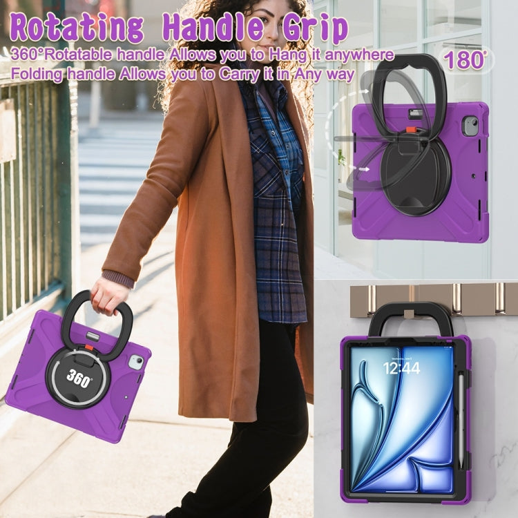 For iPad Air 13 2024 / Air 13 2025 Silicone Hybrid PC Tablet Case with Holder & Shoulder Strap(Purple) - iPad Air 13 2025 / 2024 Cases by PMC Jewellery | Online Shopping South Africa | PMC Jewellery | Buy Now Pay Later Mobicred