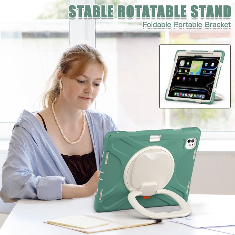 For iPad Pro 13 2024 Silicone Hybrid PC Tablet Case with Holder & Shoulder Strap(Emerald Green) - iPad Pro 13 2024 Cases by PMC Jewellery | Online Shopping South Africa | PMC Jewellery | Buy Now Pay Later Mobicred