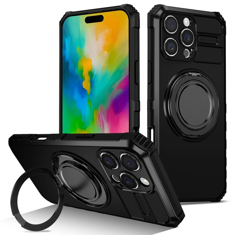 For iPhone 16 Pro Rotating Magnetic Holder Phone Case(Black) - iPhone 16 Pro Cases by PMC Jewellery | Online Shopping South Africa | PMC Jewellery | Buy Now Pay Later Mobicred