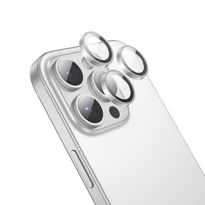 For iPhone 16 Pro / 16 Pro Max hoco V12 Plus 3D Eagle Eye Metal Lens Protective Film(Silver) - iPhone 16 Pro Tempered Glass by hoco | Online Shopping South Africa | PMC Jewellery | Buy Now Pay Later Mobicred