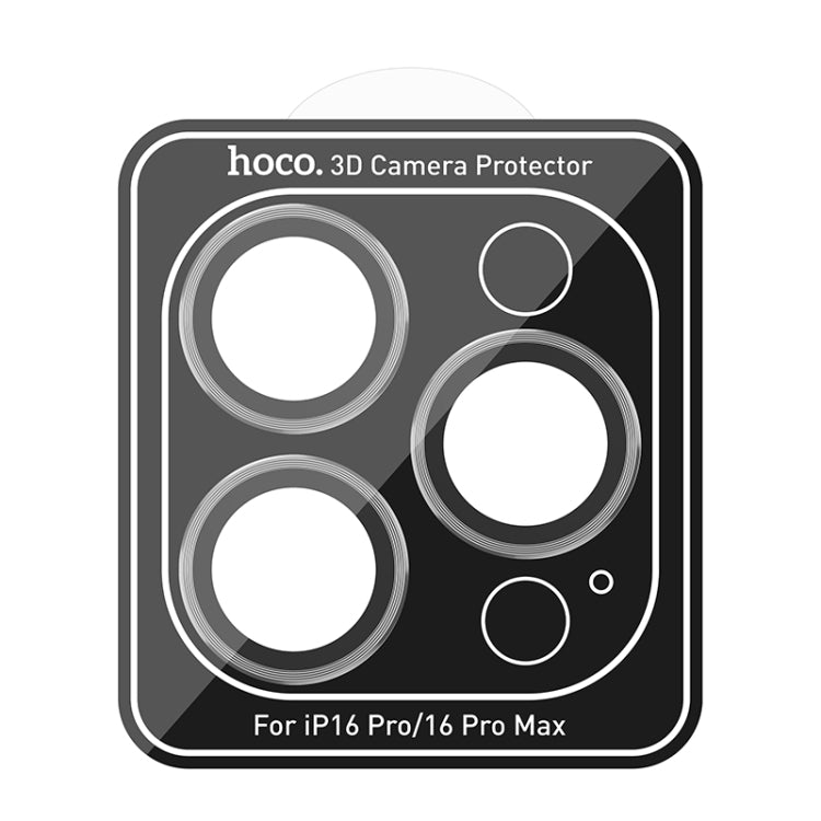 For iPhone 16 Pro / 16 Pro Max hoco V12 Plus 3D Eagle Eye Metal Lens Protective Film(Silver) - iPhone 16 Pro Tempered Glass by hoco | Online Shopping South Africa | PMC Jewellery | Buy Now Pay Later Mobicred