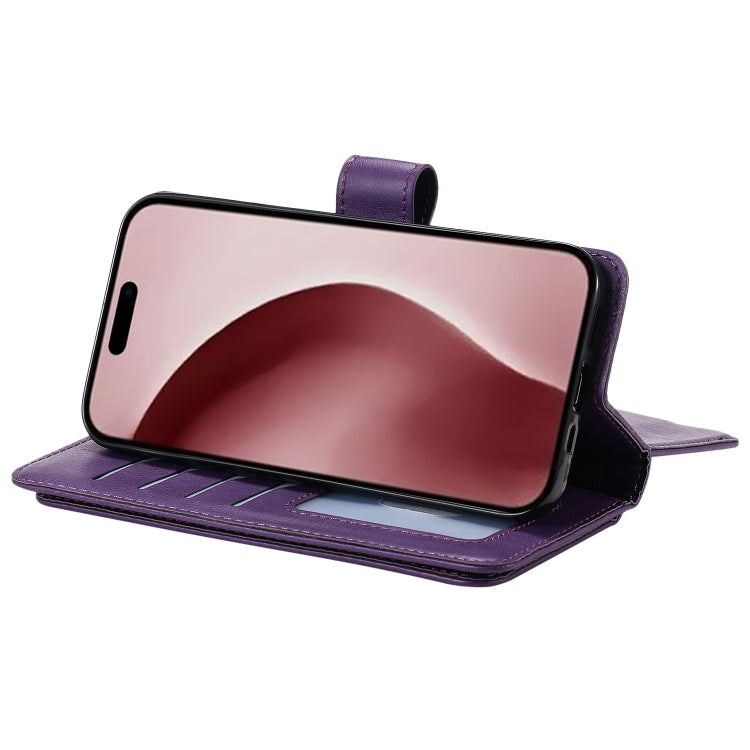 For iPhone 16 Pro Multi-Function Wallet 10 Card Slots Leather Phone Case(Violet) - iPhone 16 Pro Cases by PMC TechLife | Online Shopping South Africa | PMC TechLife | Buy Now Pay Later Mobicred