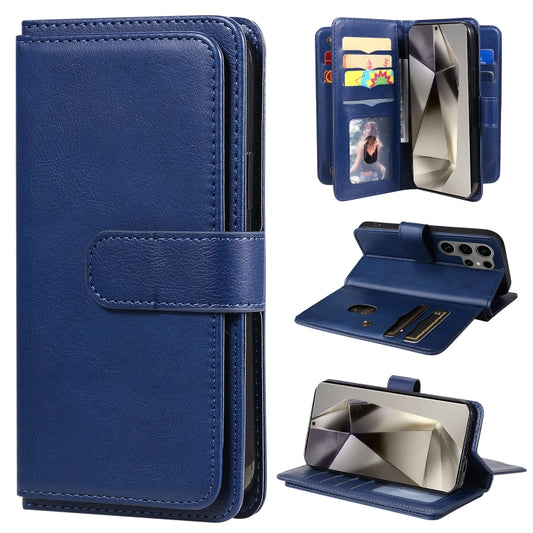 For Samsung Galaxy S25 Ultra 5G Multi-Function Wallet 10 Card Slots Leather Phone Case(Dark Blue) - Galaxy S25 Ultra 5G Cases by PMC Jewellery | Online Shopping South Africa | PMC Jewellery | Buy Now Pay Later Mobicred