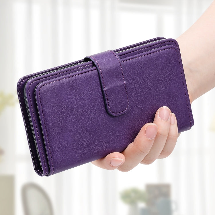 For Samsung Galaxy S25 / S24 5G Multi-Function Wallet 10 Card Slots Leather Phone Case(Violet) - Galaxy S25 5G Cases by PMC Jewellery | Online Shopping South Africa | PMC Jewellery | Buy Now Pay Later Mobicred