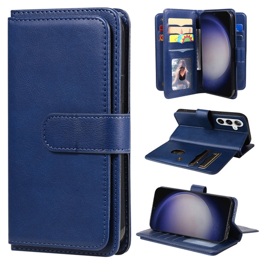 For Samsung Galaxy S25+ / S24+ 5G Multi-Function Wallet 10 Card Slots Leather Phone Case(Dark Blue) - Galaxy S25+ 5G Cases by PMC Jewellery | Online Shopping South Africa | PMC Jewellery | Buy Now Pay Later Mobicred