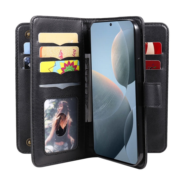 For Redmi K70 Multi-Function Wallet 10 Card Slots Leather Phone Case(Black) - K70 Cases by PMC Jewellery | Online Shopping South Africa | PMC Jewellery | Buy Now Pay Later Mobicred