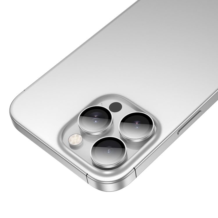 For iPhone 16 Pro / 16 Pro Max hoco V13 3D Metal Lens Protective Film(Silver) - iPhone 16 Pro Tempered Glass by hoco | Online Shopping South Africa | PMC Jewellery | Buy Now Pay Later Mobicred