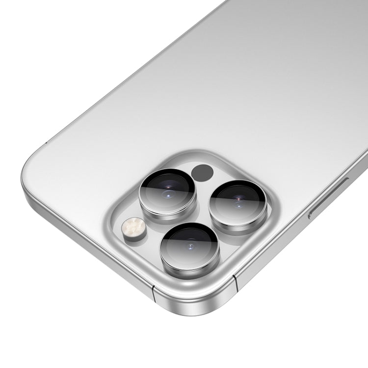 For iPhone 16 Pro / 16 Pro Max hoco V15 Invisible 3D Metal Lens Protective Film(Silver) - iPhone 16 Pro Tempered Glass by hoco | Online Shopping South Africa | PMC Jewellery | Buy Now Pay Later Mobicred