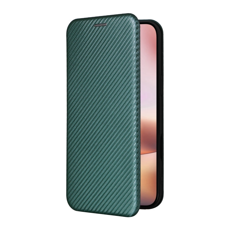 For iPhone 16 Carbon Fiber Texture Flip Leather Phone Case(Green) - iPhone 16 Cases by PMC Jewellery | Online Shopping South Africa | PMC Jewellery | Buy Now Pay Later Mobicred