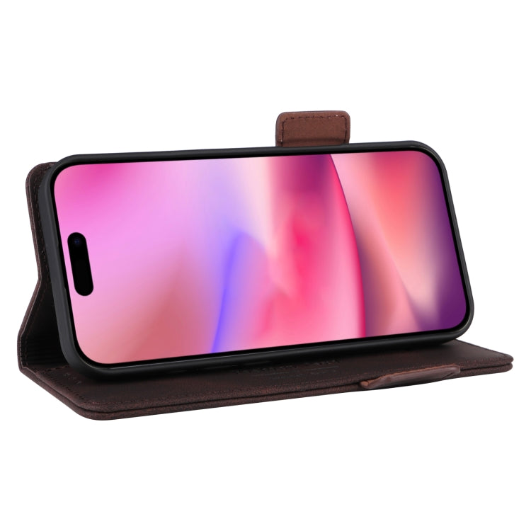 For iPhone 16 Plus Magnetic Clasp Leather Phone Case(Brown) - iPhone 16 Plus Cases by PMC Jewellery | Online Shopping South Africa | PMC Jewellery | Buy Now Pay Later Mobicred